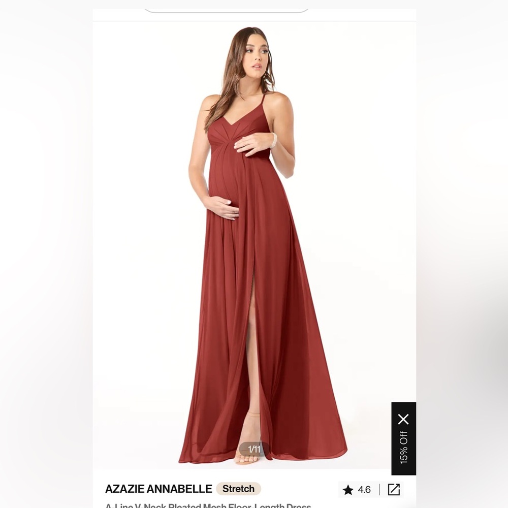 Azazie Annabelle Terracotta Maternity A-Line Dress with Slit